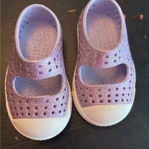 Kids Purple Glitter Native Shoes NWOT size C4
